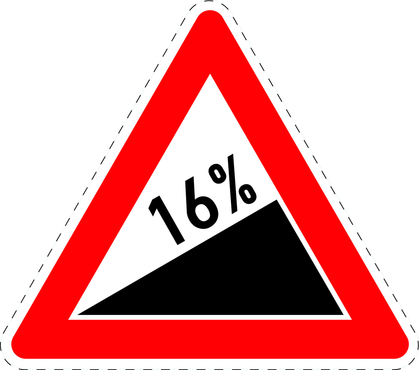 1 Stuk verkeersbord "Stijging 16%" 2–15 cm EW-Verk-110-62