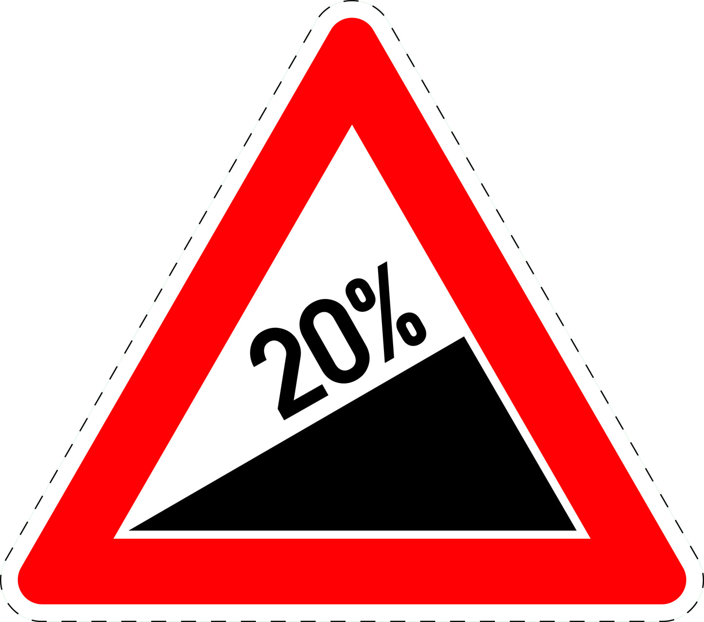 1 Stuk verkeersbord "Stijging 20%" 20–70 cm EW-Verk-110-66
