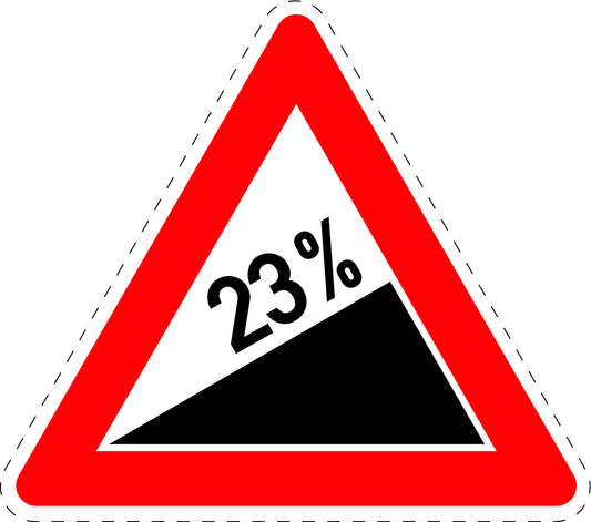 1 Stuk verkeersbord "Stijging 23%" 2–15 cm EW-Verk-110-69