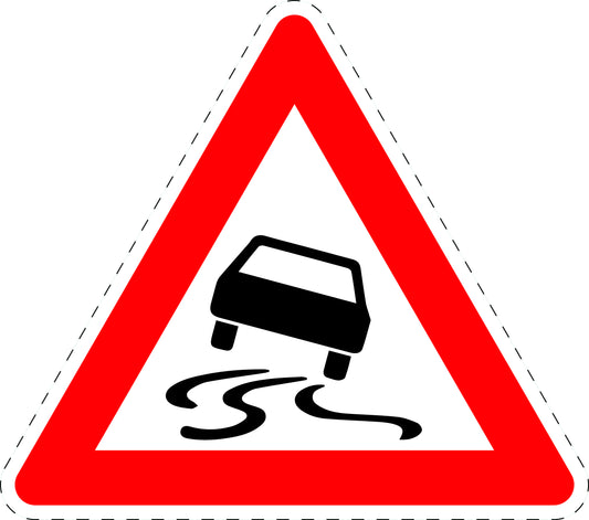 1 Stuk verkeersbord "Glad wegdek bij natheid of vervuiling" 20–70 cm EW-Verk-114