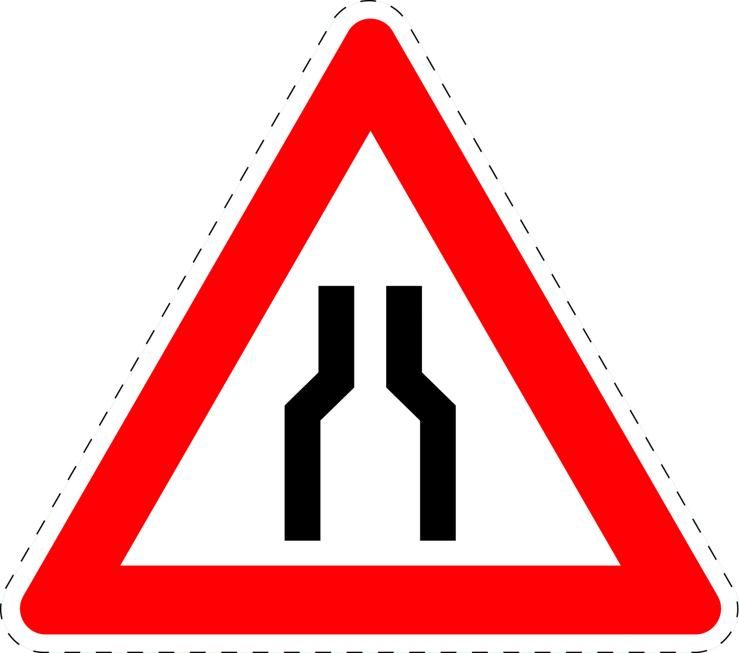 1 Stuk verkeersbord "Wegversmalling" 20–70 cm EW-Verk-120