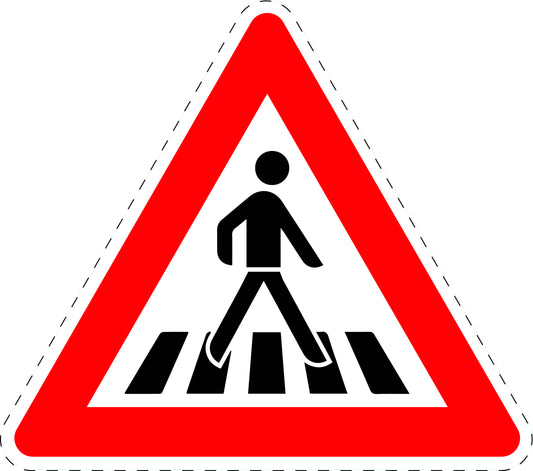 1 stuk verkeersbord "Voetgangersoversteekplaats – plaatsing links" 2–15 cm – EW-Verk-134-20