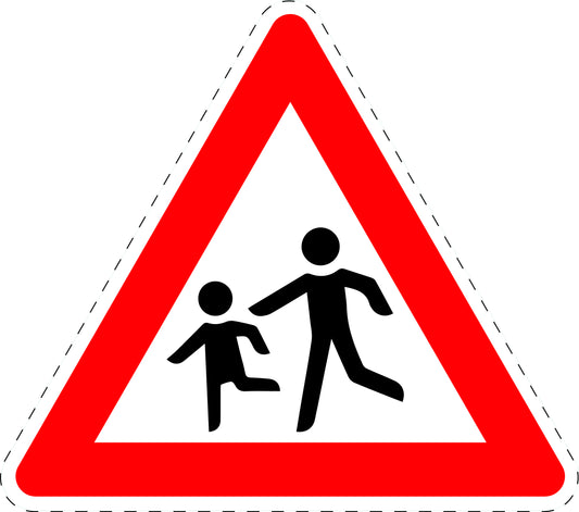 1 stuk verkeersbord "Kinderen – plaatsing rechts" 2–15 cm – EW-Verk-136-10