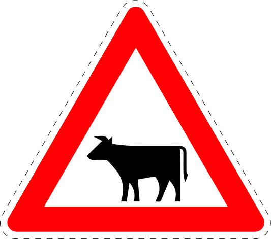 1 stuk verkeersbord "Vee, dieren (plaatsing rechts)" 20–70 cm EW-Verk-140-10