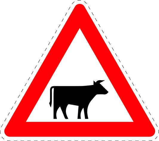 1 stuk verkeersbord "Vee, dieren (plaatsing links)" 20–70 cm EW-Verk-140-20