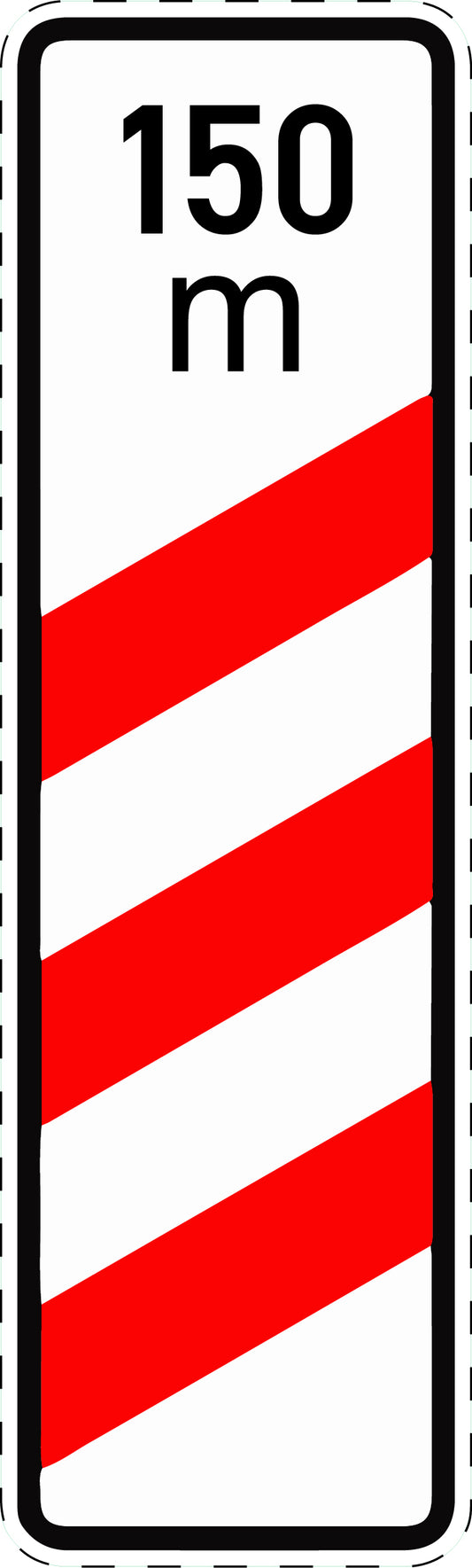 1 stuk verkeersbord "Drie-strepen waarschuwingbaken met afstandsaanduiding (plaatsing rechts)" 2–15 cm EW-Verk-157-11