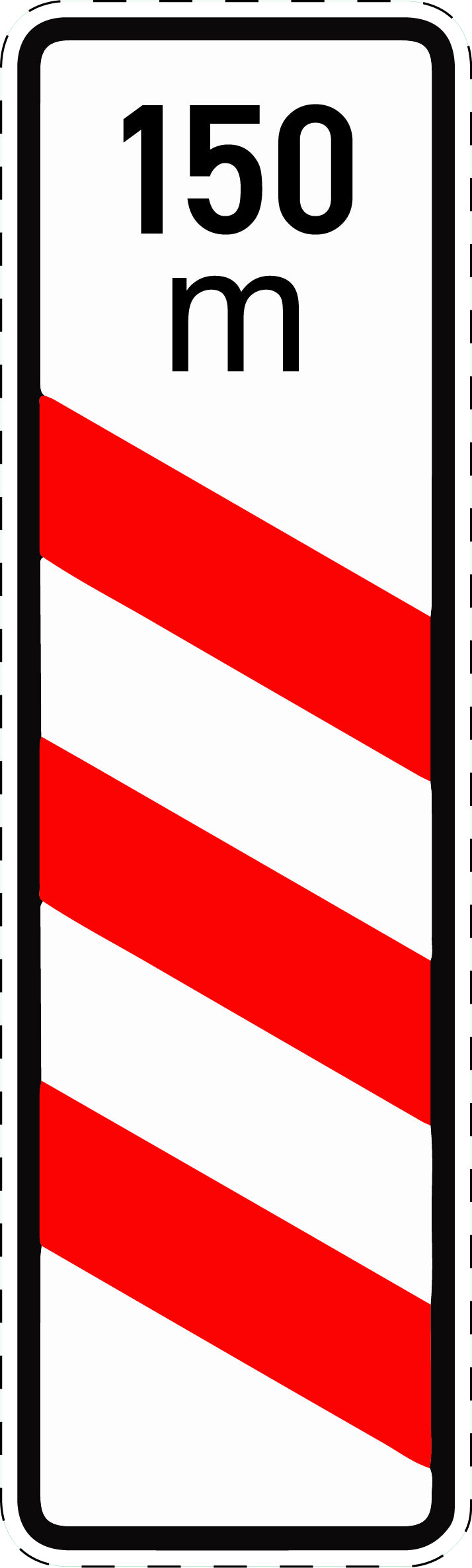 1 stuk verkeersbord "Drie-strepen waarschuwingbaken met afstandsaanduiding (plaatsing links)" 2–15 cm EW-Verk-157-21