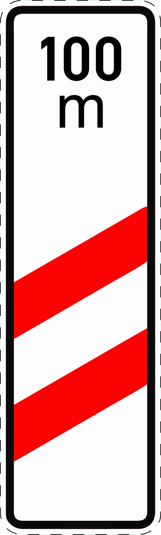 1 stuk verkeersbord "Twee-strepen waarschuwingbaken met afstandsaanduiding (plaatsing rechts)" 20–70 cm EW-Verk-159-11