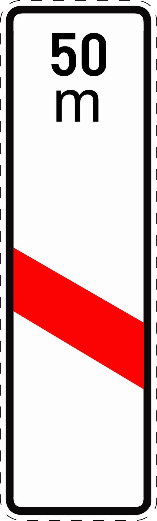 1 stuk verkeersbord "Eén-streep waarschuwingbaken met afstandsaanduiding (plaatsing links)" 20–70 cm EW-Verk-162-21