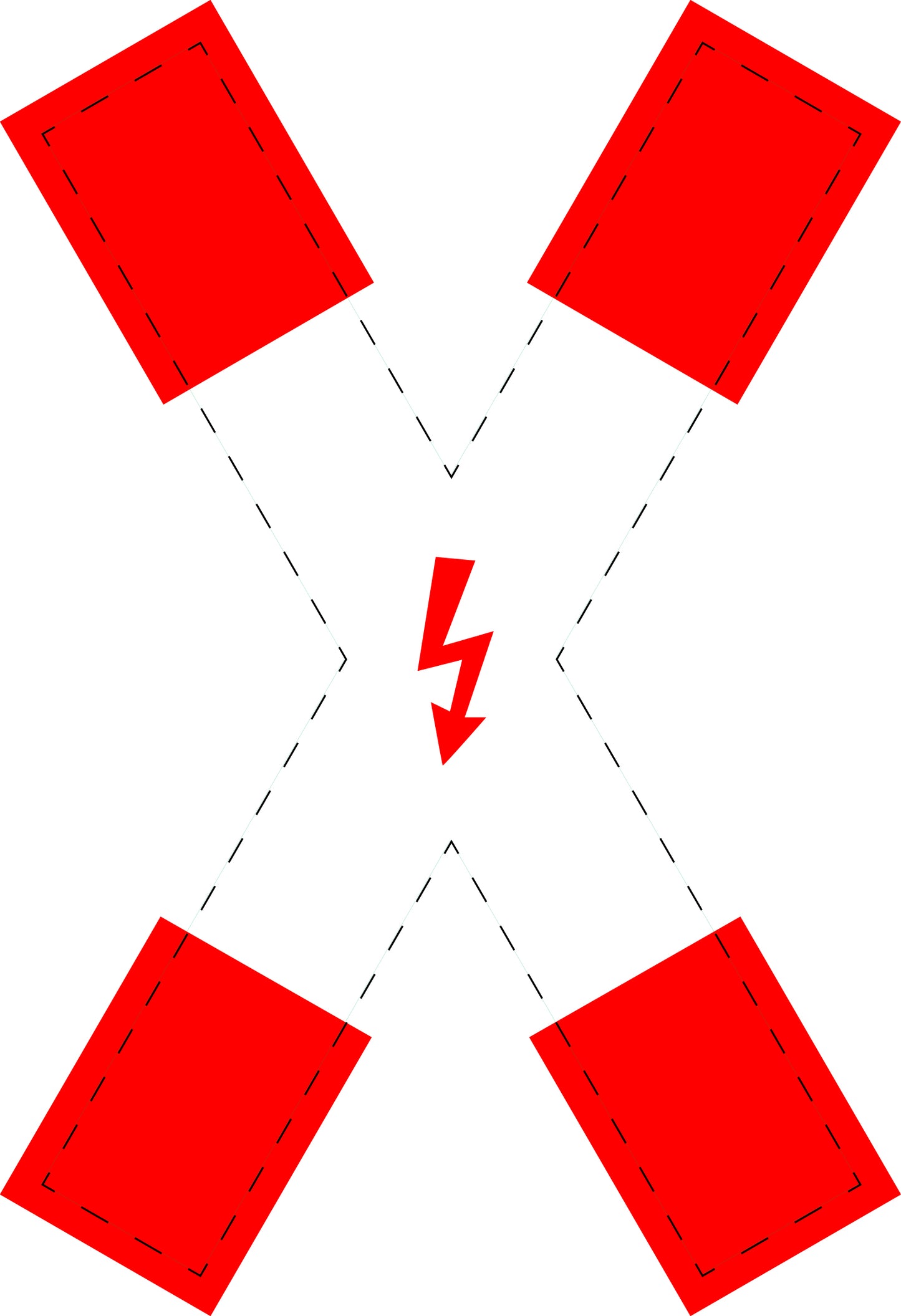 1 stuk verkeersbord "Andreaskruis met bliksemschicht" 20–70 cm EW-Verk-201-51