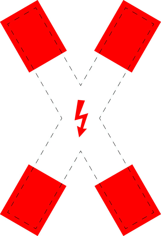 1 stuk verkeersbord "Andreaskruis met bliksemschicht" 20–70 cm EW-Verk-201-51