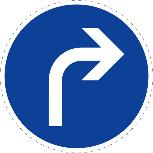 1 Stuk verkeersbord "Verplichte rijrichting – rechtsaf" 2–15 cm EW-Verk-209-20