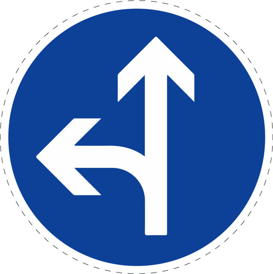 1 Stuk verkeersbord "Verplichte rijrichting: rechtdoor of linksaf" 20-70 cm EW-Verk-214-10