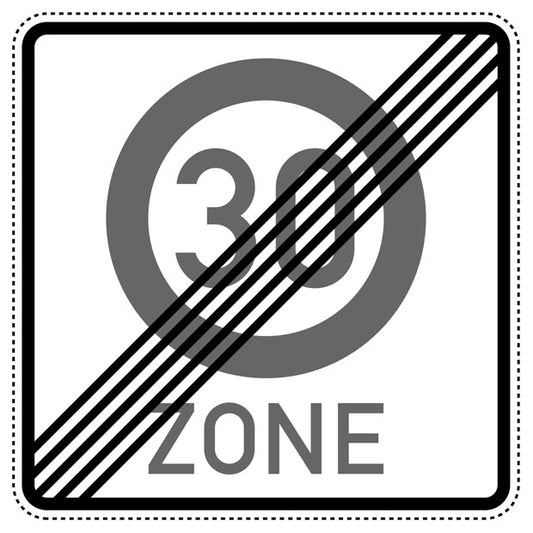 1 Stuk verkeersbord "Einde zone 30 km/u" – 20-70 cm – EW-Verk-274-2-50