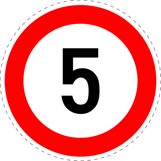 1 Stuk verkeersbord "Maximumsnelheid 5 km/u" – 20-70 cm – EW-Verk-274-50