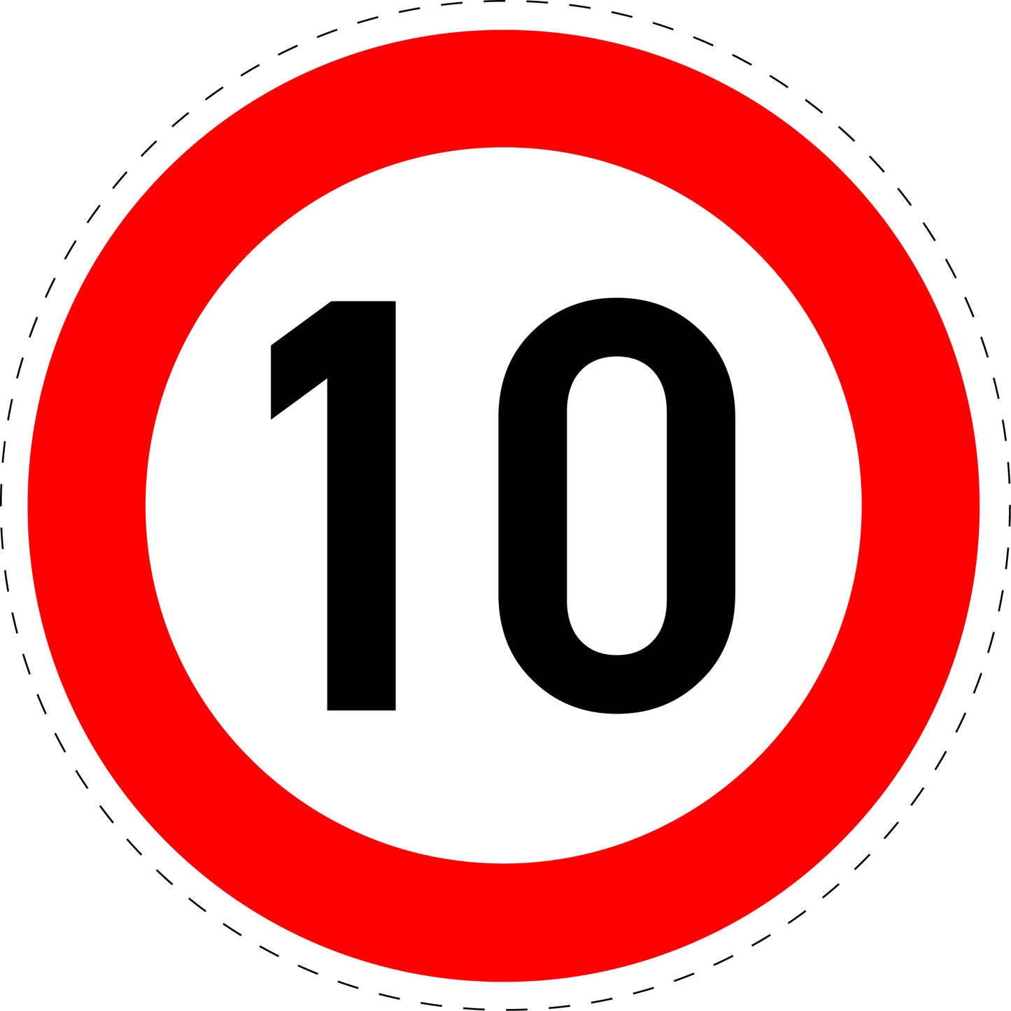 1 Stuk verkeersbord "Maximumsnelheid 10 km/u" – 20-70 cm – EW-Verk-274-51