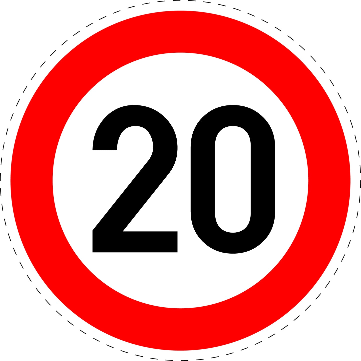 1 Stuk verkeersbord "Maximumsnelheid 20 km/u" – 2-15 cm – EW-Verk-274-52