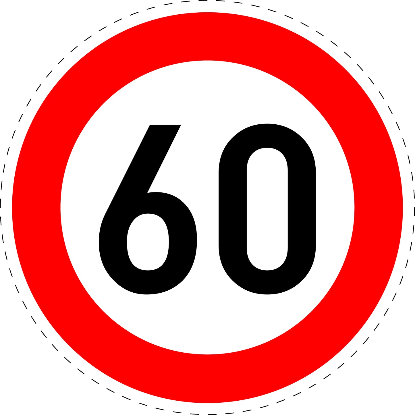 1 Stuk verkeersbord "Maximumsnelheid 60 km/u" – 2-15 cm – EW-Verk-274-56