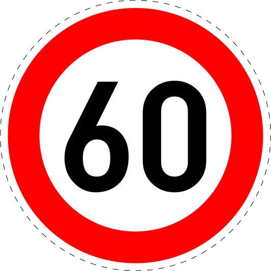1 Stuk verkeersbord "Maximumsnelheid 60 km/u" – 2-15 cm – EW-Verk-274-56