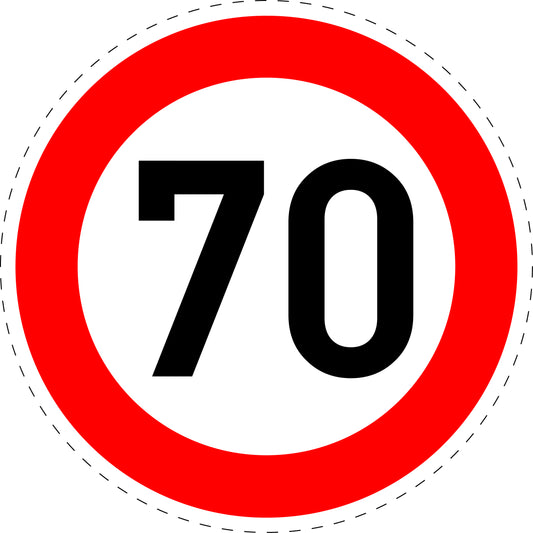 1 Stuk verkeersbord "Maximumsnelheid 70 km/u" – 20-70 cm – EW-Verk-274-57