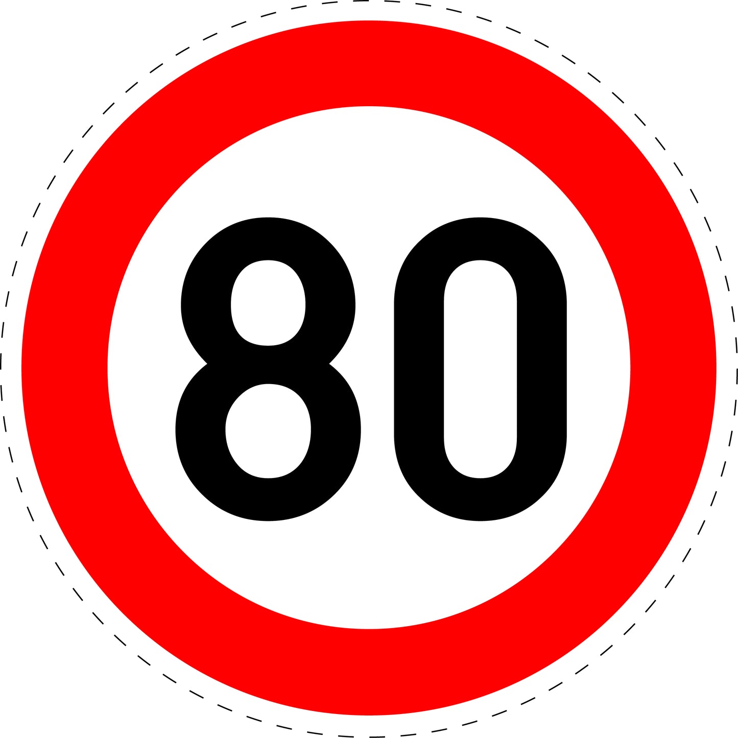 1 Stuk verkeersbord "Maximumsnelheid 80 km/u" – 20-70 cm – EW-Verk-274-58