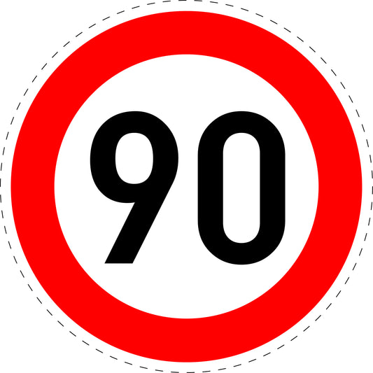 1 Stuk verkeersbord "Maximumsnelheid 90 km/u" – 2-15 cm – EW-Verk-274-59