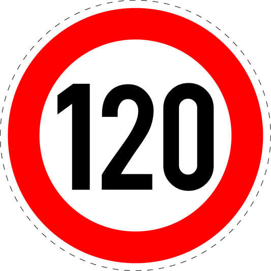 1 Stuk verkeersbord "Maximumsnelheid 120 km/u" – 2-15 cm – EW-Verk-274-62
