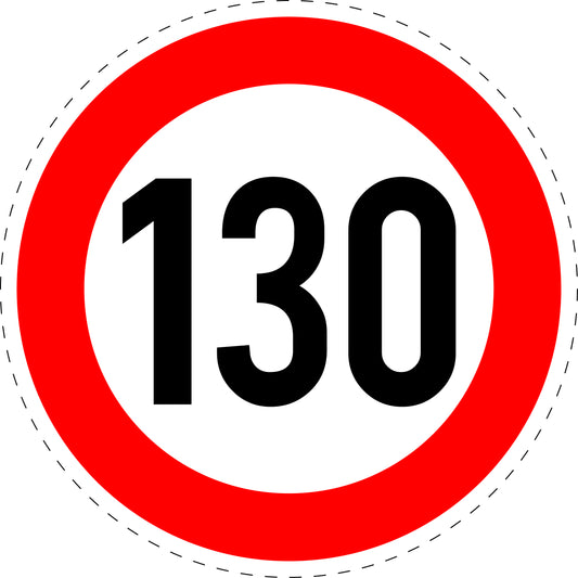 1 Stuk verkeersbord "Maximumsnelheid 130 km/u" – 2-15 cm – EW-Verk-274-63
