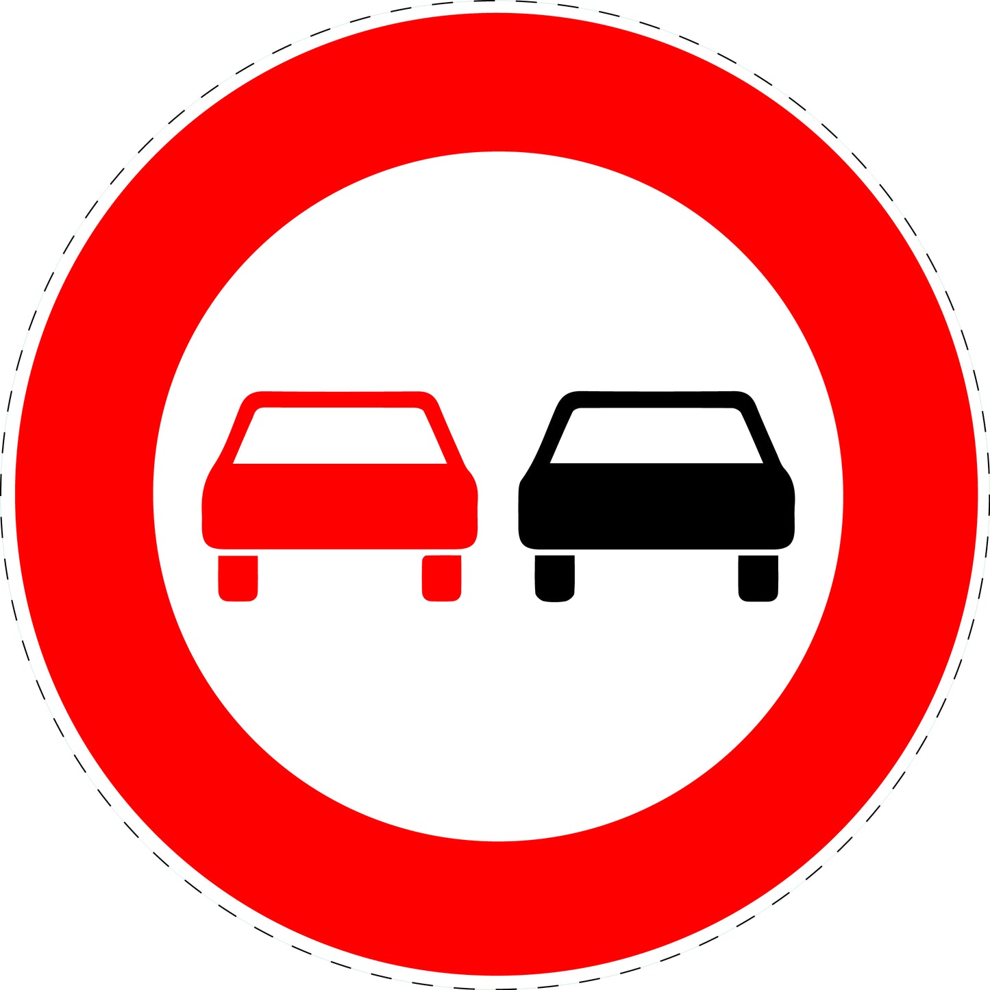 1 Stuk verkeersbord "Inhaalverbod voor alle motorvoertuigen" – 2-15 cm – EW-Verk-276