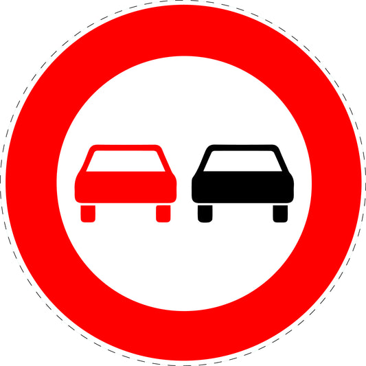 1 Stuk verkeersbord "Inhaalverbod voor alle motorvoertuigen" – 20-70 cm – EW-Verk-276