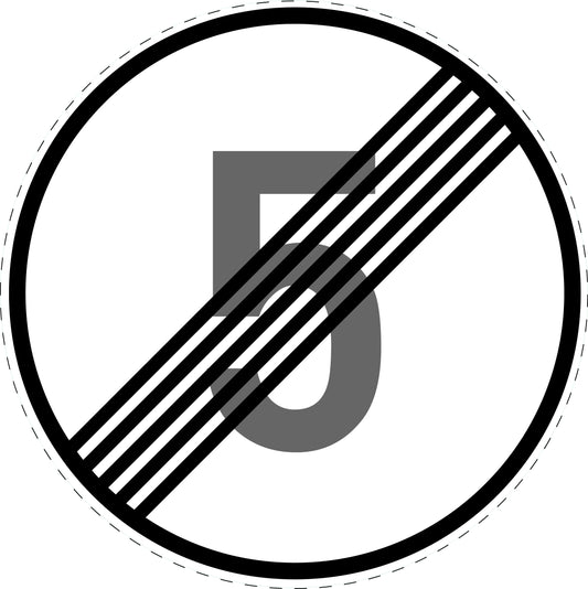1 Stuk verkeersbord "Einde snelheidsbeperking 5 km/u" – 20-70 cm – EW-Verk-278-50