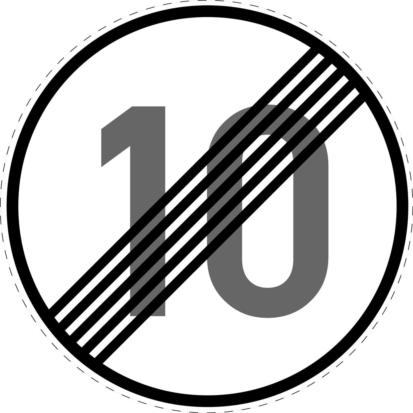 1 Stuk verkeersbord "Einde snelheidsbeperking 10 km/u" – 2-15 cm – EW-Verk-278-51