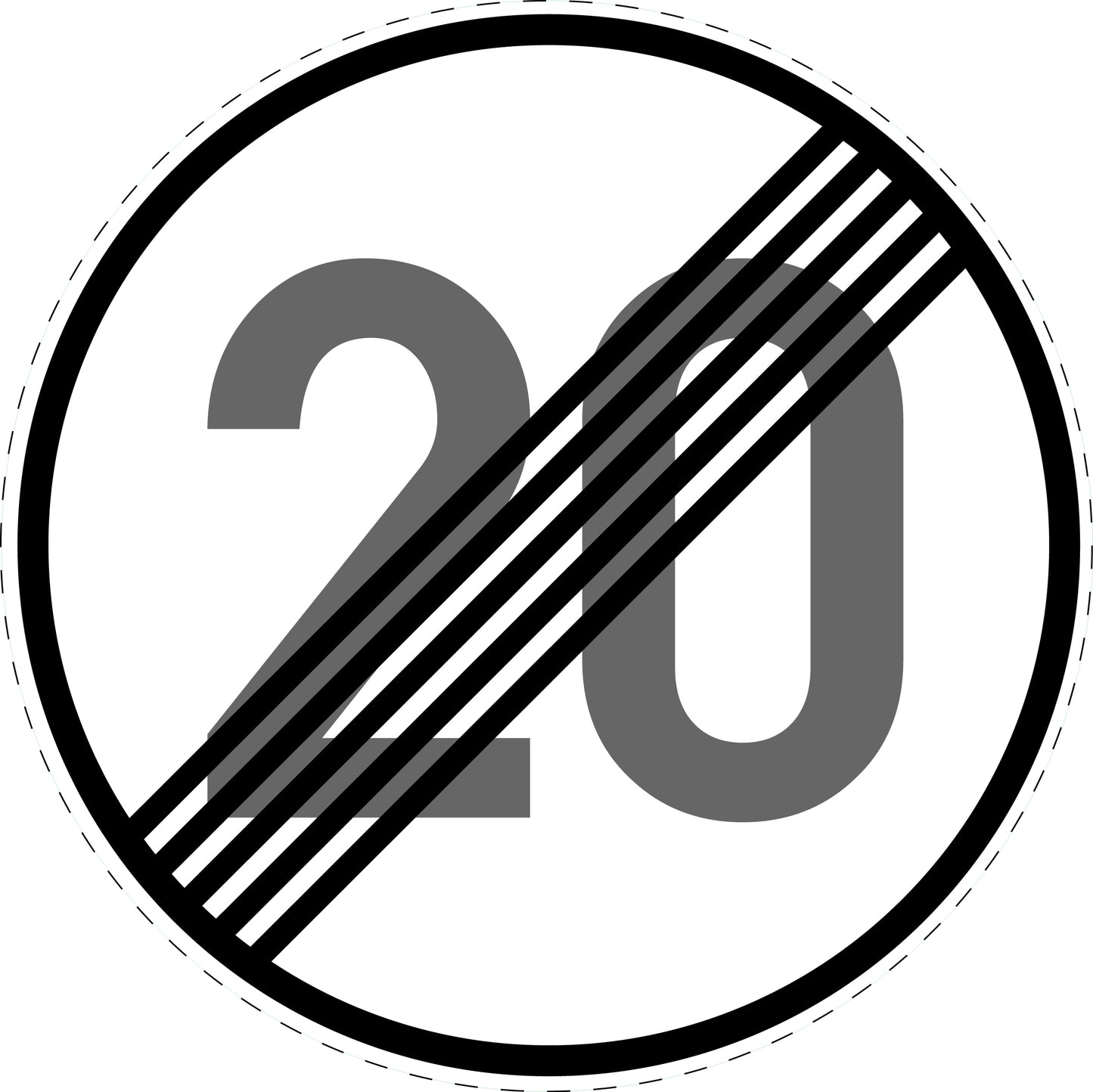 1 Stuk verkeersbord "Einde snelheidsbeperking 20 km/u" – 2-15 cm – EW-Verk-278-52