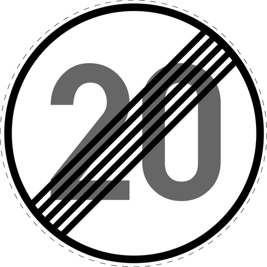 1 Stuk verkeersbord "Einde snelheidsbeperking 20 km/u" – 20-70 cm – EW-Verk-278-52