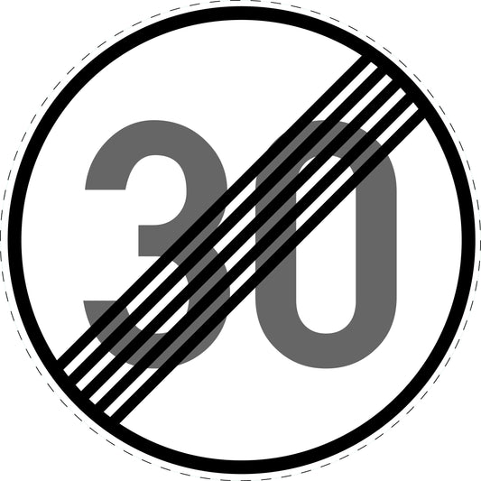 1 Stuk verkeersbord "Einde snelheidsbeperking 30 km/u" – 20-70 cm – EW-Verk-278-53