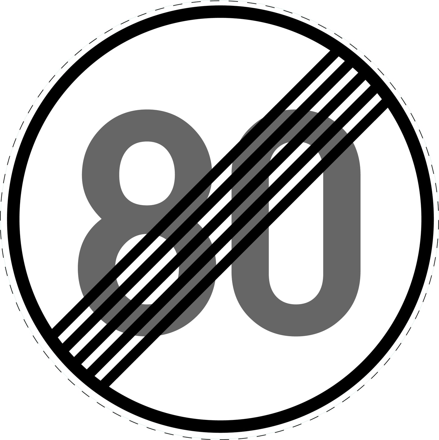 1 Stuk verkeersbord "Einde snelheidsbeperking 80 km/u" – 2-15 cm – EW-Verk-278-58