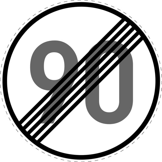 1 Stuk verkeersbord "Einde snelheidsbeperking 90 km/u" – 20-70 cm – EW-Verk-278-59