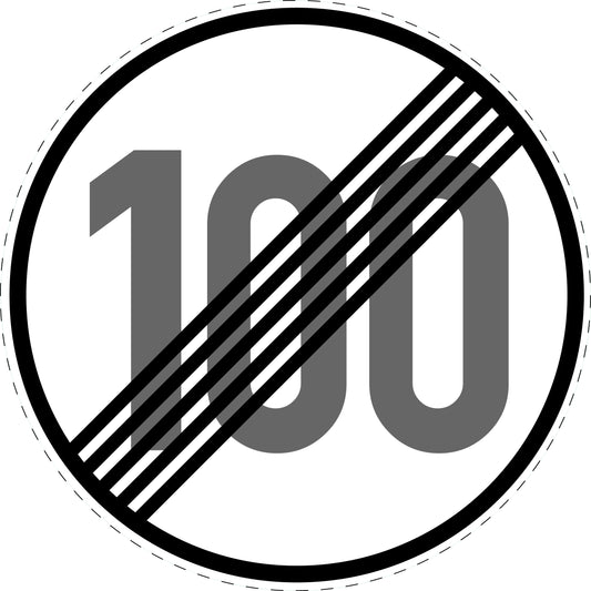 1 Stuk verkeersbord "Einde snelheidsbeperking 100 km/u" – 20-70 cm – EW-Verk-278-60
