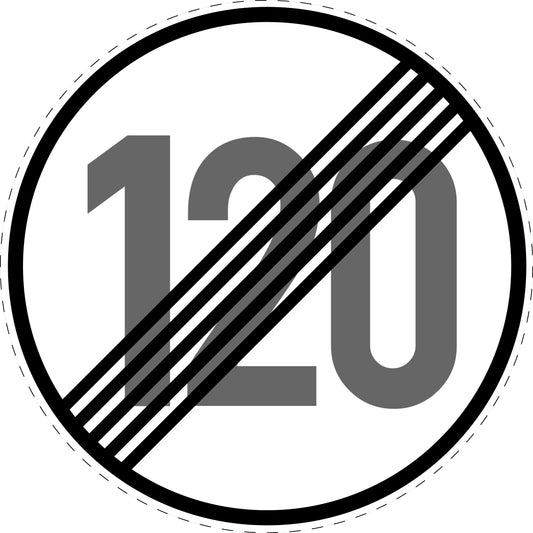 1 Stuk verkeersbord "Einde snelheidsbeperking 120 km/u" – 20-70 cm – EW-Verk-278-62