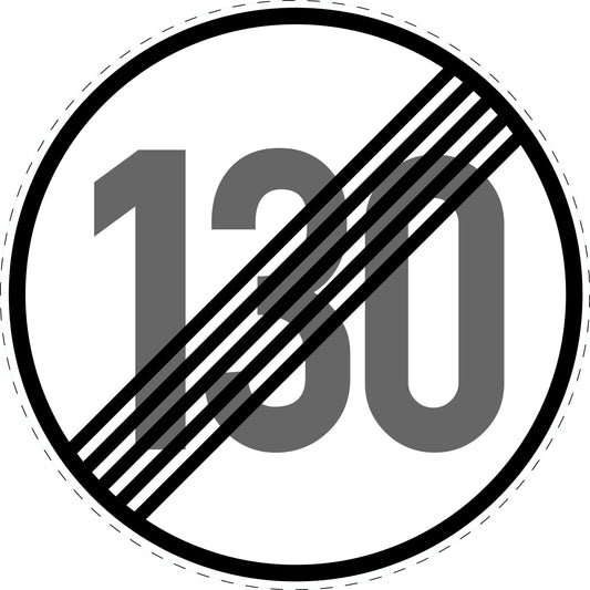 1 Stuk verkeersbord "Einde snelheidsbeperking 130 km/u" – 2-15 cm – EW-Verk-278-63
