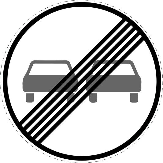 1 Stuk verkeersbord "Einde van het inhaalverbod voor alle motorvoertuigen" – 2-15 cm – EW-Verk-280