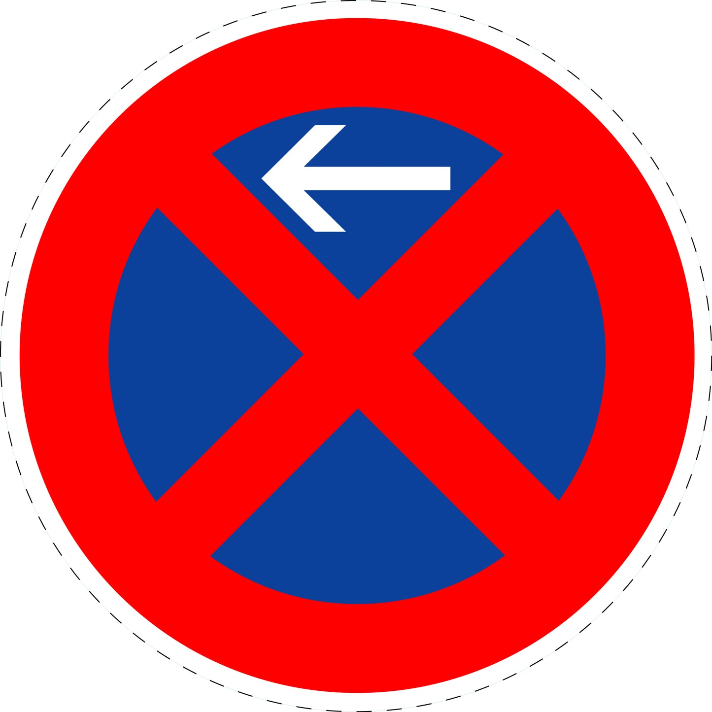 1 Stuk verkeersbord "Verboden te stoppen (begin)" links – 2-15 cm – EW-Verk-283-10