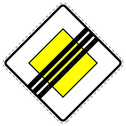 1 Stuk verkeersbord "Einde van de voorrangsweg" – 2-15 cm – EW-Verk-307