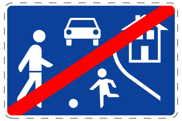 1 Stuk verkeersbord "Einde van een verkeersluwe zone" 20–70 cm EW-Verk-326-50