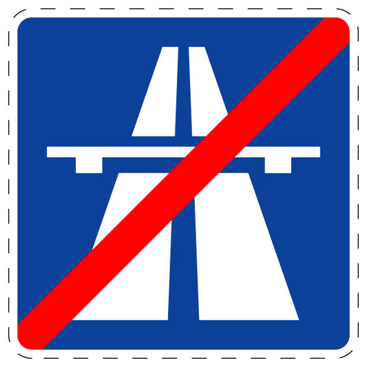 1 Stuk verkeersbord "Einde autosnelweg" 20–70 cm EW-Verk-334