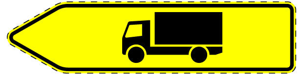 1 Stuk verkeersbord "Richtingsbord voor specifiek verkeer, motorvoertuigen met een toegestane maximummassa van meer dan 3,5 t – linksaf" 2–15 cm EW-Verk-421-10