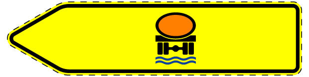 1 Stuk verkeersbord "Richtingsbord voor specifiek verkeer, voertuigen met watervervuilende lading – linksaf" 2–15 cm EW-Verk-421-12