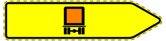 1 Stuk verkeersbord "Richtingsbord voor specifiek verkeer, voertuigen met gevaarlijke stoffen die etikettering vereisen – rechtsaf" 2–15 cm EW-Verk-421-21