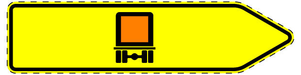 1 Stuk verkeersbord "Richtingsbord voor specifiek verkeer, voertuigen met gevaarlijke stoffen die etikettering vereisen – rechtsaf" 20–70 cm EW-Verk-421-21