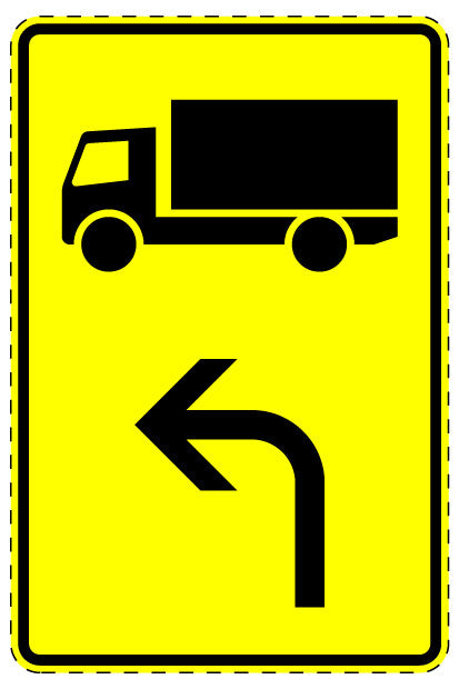 1 Stuk verkeersbord "Motorvoertuigen met een toegestane maximummassa van meer dan 3,5 t – linksaf" 20–70 cm EW-Verk-442-11
